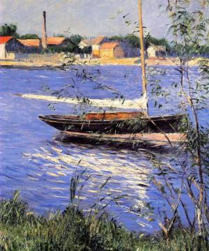 Anchored Boat on the Seine at Argenteuil Artwork by Gustave Caillebotte