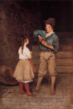 Two Children Artwork by Eugen Von Blaas