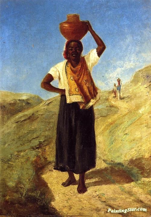 Woman Carrying a Pitcher on Her Head Artwork by Camille Pissarro