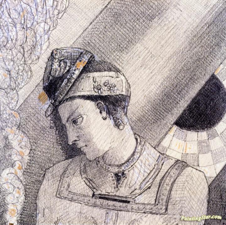 Woman in Profile Artwork by Odilon Redon