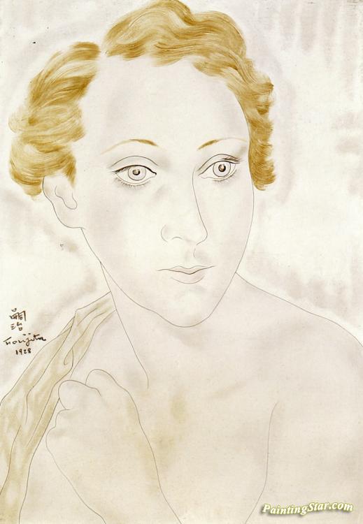 Portrait of a Woman Artwork by Tsuguharu Foujita
