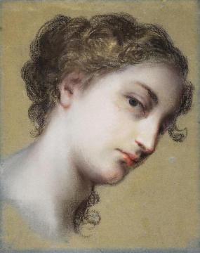Head of a Young Dark-Haired Woman Artwork by Rosalba Carriera