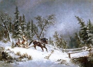 Winter Scene, Blizzard Artwork by Cornelius Krieghoff