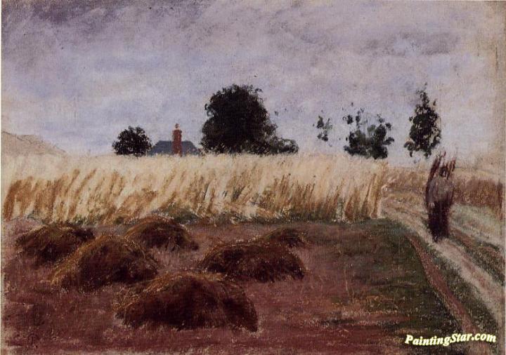 Peasant Woman on a Country Road Artwork by Camille Pissarro