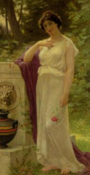 Young Woman with a Rose Artwork by Guillaume Seignac