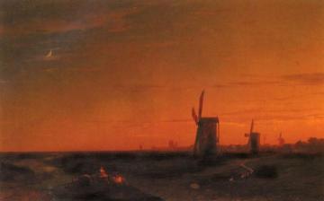 Landscape With Windmills Artwork by Ivan Constantinovich Aivazovsky