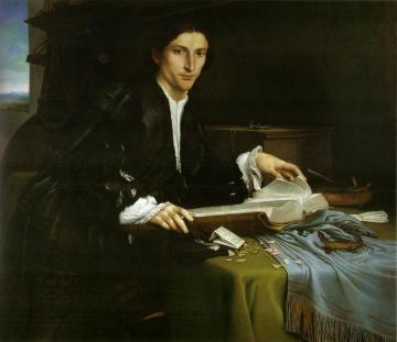 Gentleman in His Study Artwork by Lorenzo Lotto