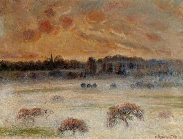 Sunset with Fog, Eragny Artwork by Camille Pissarro