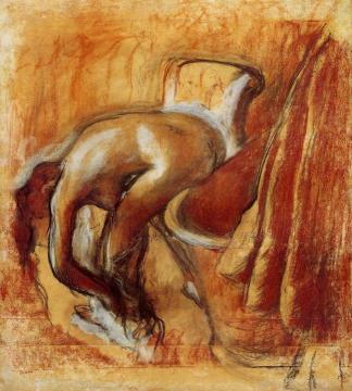 After the Bath, Woman Drying Herself Artwork by Edgar Degas