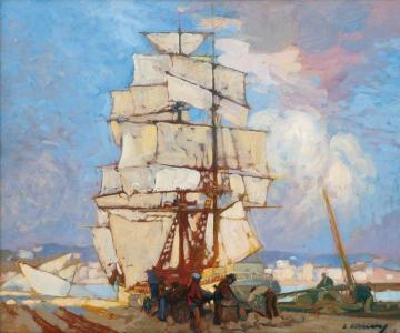 In the Harbor of Algiers Artwork by Léon Cauvy