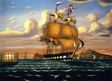 Packet Ship Passing Castle Williams, New York Harbor Artwork by Thomas Chambers