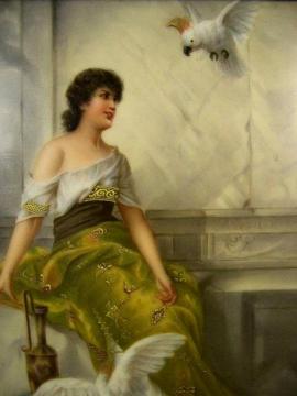Girl with Parrot and Dove Artwork by Conrad Kiesel