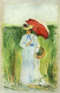 Young Woman with an Umbrella Artwork by Camille Pissarro