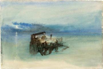 Fishermen on the Lagoon, Moonlight Artwork by Joseph Mallord William Turner