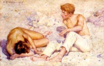Two Boys On A Beach Artwork by Henry Scott Tuke