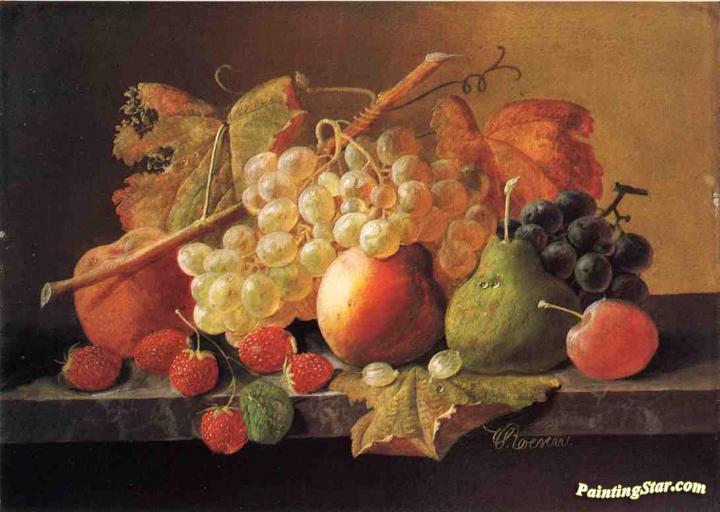 Fruit on a Marble Ledge Artwork by Severin Roesen