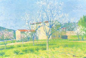 Orchard In Bloom At Alet-les-bains (aude) Artwork by Achille Lauge