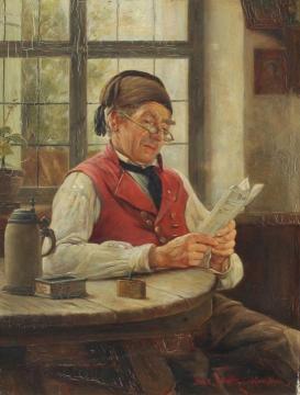 Man Reading a Newspaper Artwork by Max Scholz