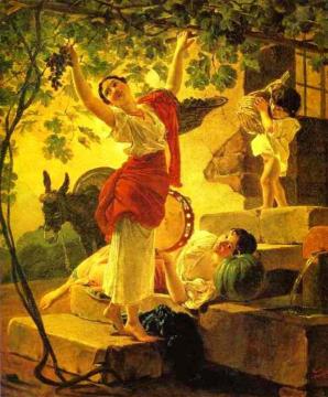 Girl Gathering Grapes in a Suburb of Naples Artwork by Karl Pavlovich Bryullov