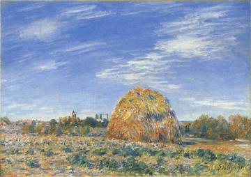 Haystacks in Moret in October Artwork by Alfred Sisley
