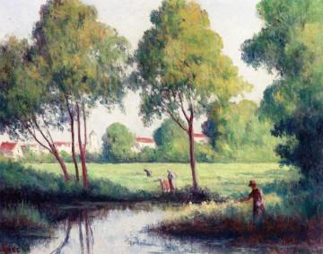Guernes, Landscape Artwork by Maximilien Luce