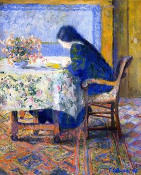 Lili Butler Reading at the Butler House, Giverny Artwork by Theodore Earl Butler