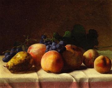 Grapes, Peaches and Pear on a Table Artwork by George Hetzel