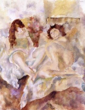 Two Women Artwork by Jules Pascin