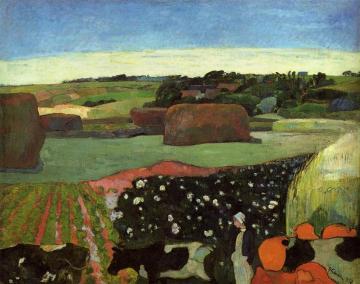 Haystacks in Britanny Artwork by Paul Gauguin