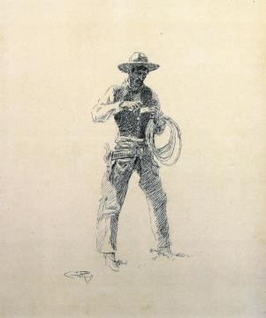 Making a Cigarette Artwork by Charles Marion Russell