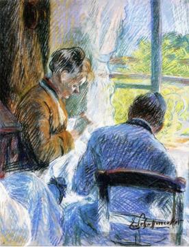 Women Sewing at the Window Artwork by Claude-Emil Schuffenecker