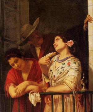 The Flirtation - A Balcony In Seville Artwork by Mary Cassatt