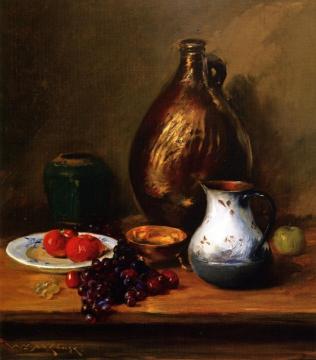 Still LIfe with Fruit and Pottery Artwork by William Merritt Chase