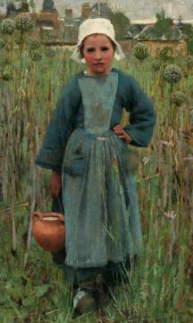 Peasant Girl Carrying A Jar, Quimperlé Artwork by Sir George Clausen