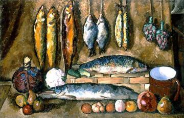 Still Life with Fish Artwork by Ilya Mashkov