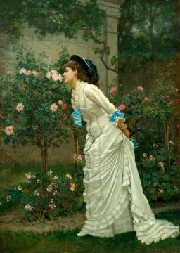 Girl And Roses Artwork by Auguste Toulmouche