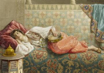 An Oriental Beauty At Rest Artwork by Francesco Ballesio