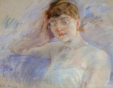 Young Woman in White Artwork by Berthe Morisot