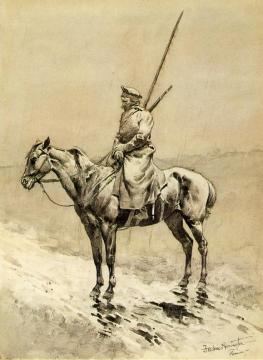 Cossack Picket on the German Frontier Artwork by Frederic Remington