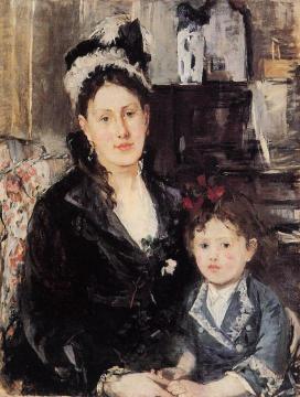 Madame Boursier and Her Daughter Artwork by Berthe Morisot