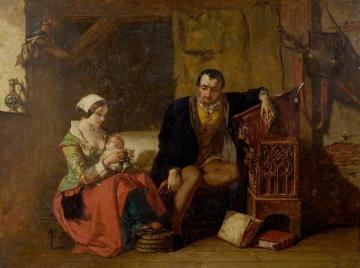 The Origin Of The Stocking Loom Artwork by Alfred Elmore