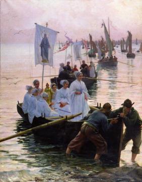Arrivée Du Pardon De Sainte Anne De Fouesnant à Concarneau Artwork by Alfred Guillou