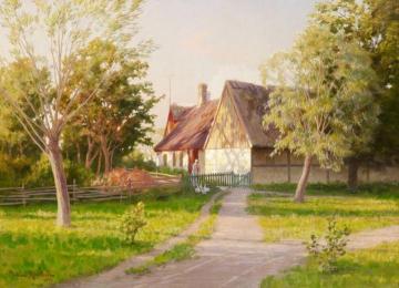 Feeding Geese Artwork by Johan Krouthén