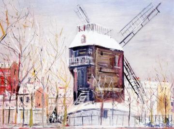 The Moulin de la Galette in the Snow Artwork by Maurice Utrillo