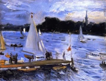 Sailboats on the Alster River in the Evening Artwork by Max Slevogt