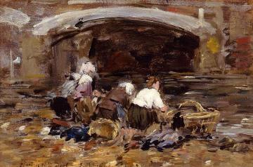 Laundresses near a Bridge Artwork by Eugène-Louis Boudin