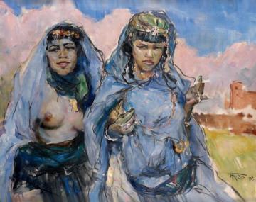 Moroccan Women before the Kasbah Artwork by Pál Fried