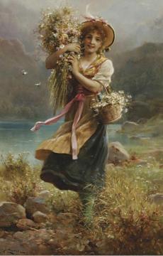 The Flower Girl Artwork by Hans Zatzka