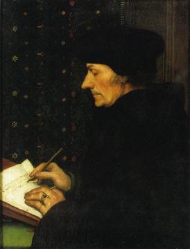 Portrait of Erasmus of Rotterdam Writing Artwork by Hans Holbein the Younger