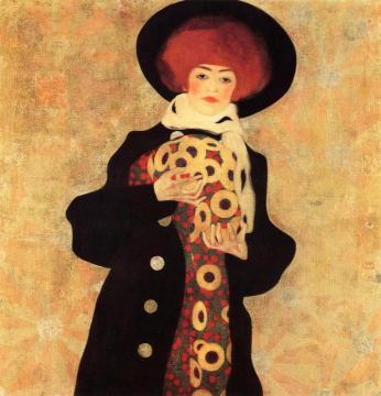 Woman With Black Hat Artwork by Egon Schiele
